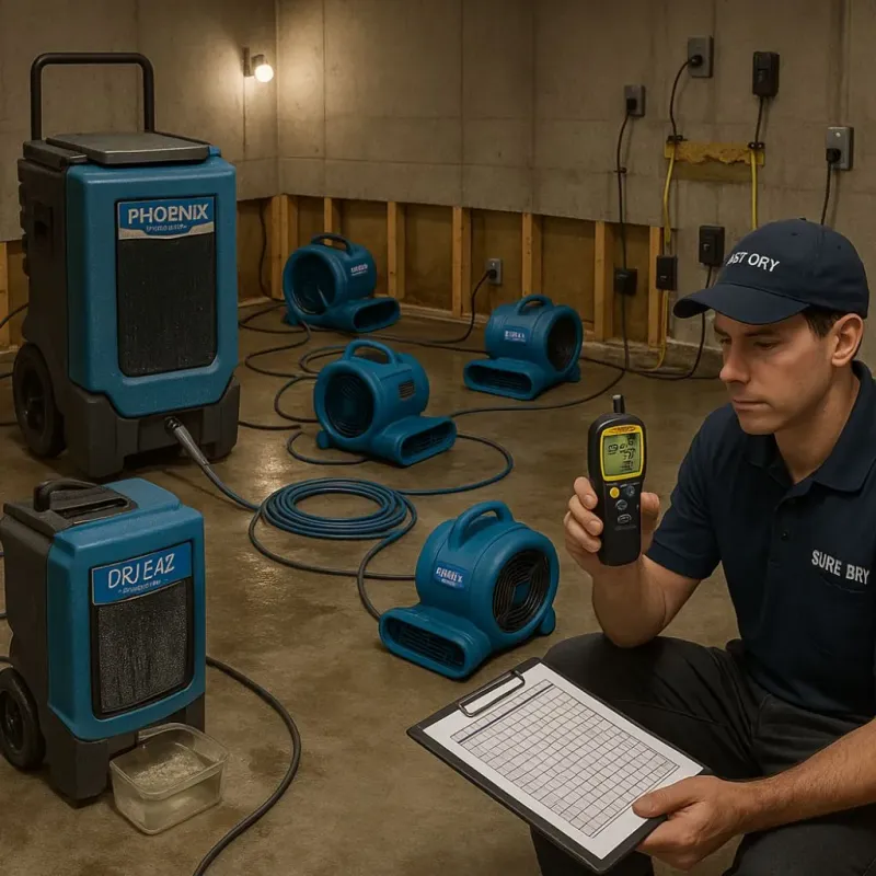 Structural Drying and Dehumidification process in Vine Hill, CA